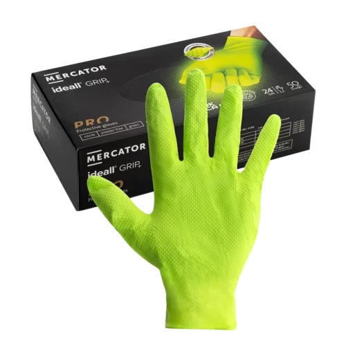 Green Nitrile Diamond Grip Gloves Medium PK 50